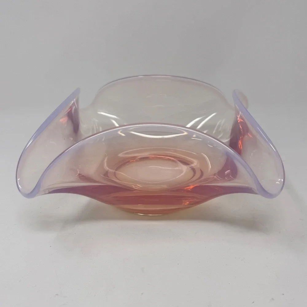 Vintage Fostoria Seascape Coral Sand Opalescent Square Bowl
